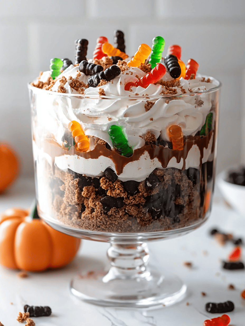 Whimsical Halloween Dirt Cake: The Gummy Worm Surprise!