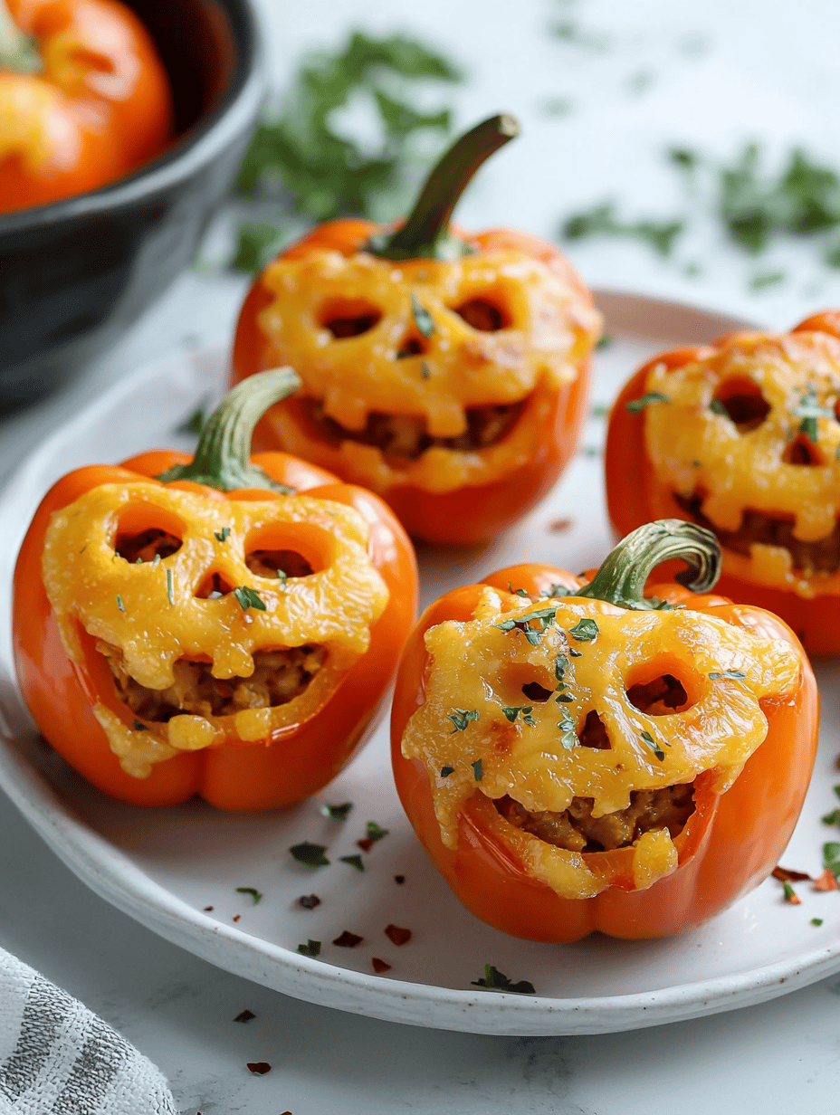 Haunted Harvest: Jack-o’-Lantern Stuffed Peppers with a Twist